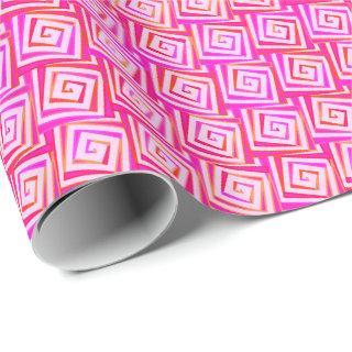 Mid-Century Modern square spirals - pink multi