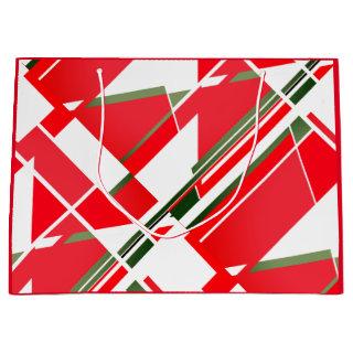 Mid-Century Modern White Red with Green Elements Large Gift Bag
