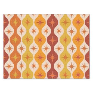 Mid Century Orange Mod Stars on ogee pattern     Tissue Paper