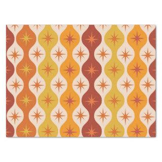 Mid Century Orange Mod Stars on ogee pattern   Tissue Paper