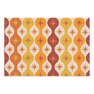 Mid Century Orange Mod Stars on ogee pattern  Wrap  Sheets