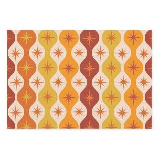 Mid Century Orange Mod Stars on ogee pattern     Sheets