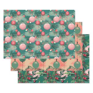 Mid Century Pink Christmas Ornaments  Sheets