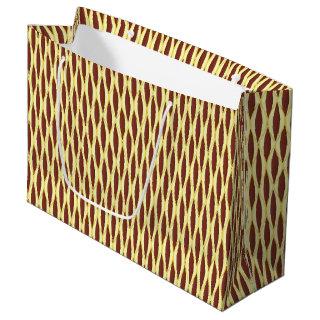 Mid-Century Ribbon Print - brown and gold Large Gift Bag