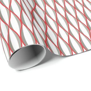 Mid-Century Ribbon Print - grey, white, red