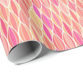 Mid-Century Ribbon Print - pink, coral and gold