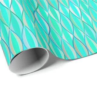 Mid-Century Ribbon Print - shades of turquoise