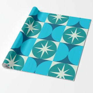 Mid Century Starbursts on Blue Teal Circles