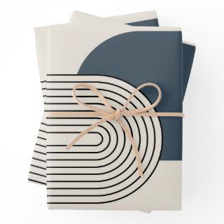 Mid Century style line art with dark blue arch  Sheets