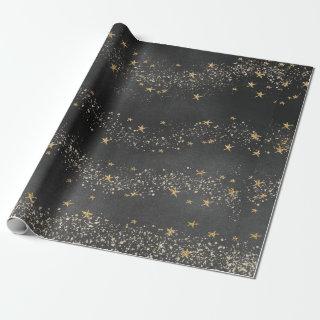 Midnight Black Starry Night Sky Gift Wrap Paper