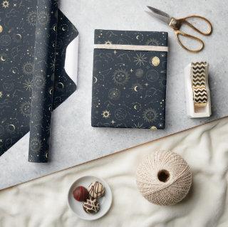 Midnight Blue Gold Star Constellation Pattern