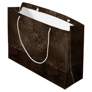 Midnight Bronze Romance | Satiny Grunge Damask Large Gift Bag