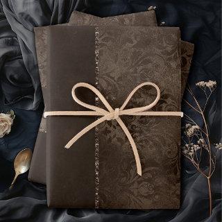 Midnight Bronze Romance | Satiny Grunge Damask  Sheets