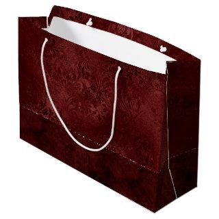 Midnight Henna Romance | Red Satiny Grunge Damask Large Gift Bag