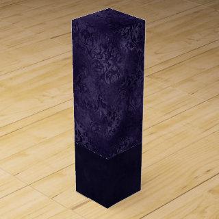 Midnight Indigo Romance | Satiny Grunge Damask Wine Box