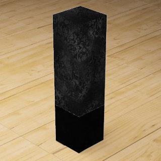 Midnight Onyx Romance | Black Satiny Grunge Damask Wine Box