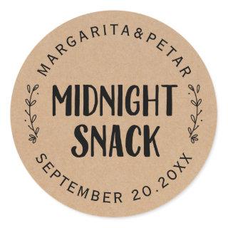 Midnight Snack Rustic Wedding Classic Round Sticker