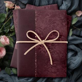 Midnight Wine Romance | Dark Satiny Grunge Damask  Sheets