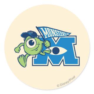 Mike with Monsters U Flag Classic Round Sticker