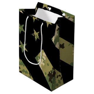 Military Digital Camouflage US Flag Medium Gift Bag