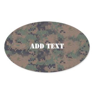 Military Digital Woodland Background Oval Sticker