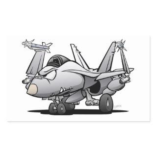 Military FA-18 Hornet Naval Fighter Jet Cartoon Rectangular Sticker