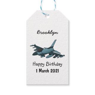 Military fighter jet plane cartoon gift tags