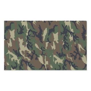 Military Forest Camouflage Background Rectangular Sticker