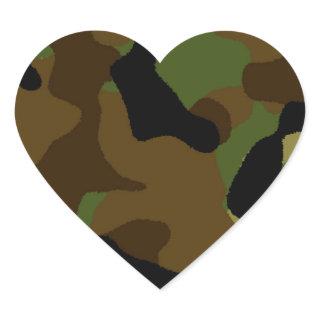 Military Green Army Camo Camouflage Pattern Heart Sticker