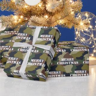 Military Green Brown Camouflage Merry Christmas
