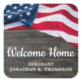 Military Welcome Home Party Usa American Flag Square Sticker