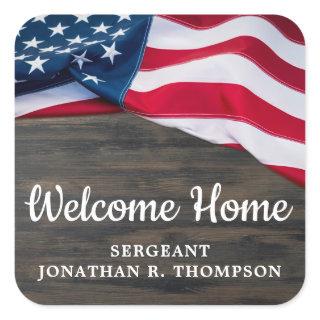 Military Welcome Home Party Usa American Flag Square Sticker