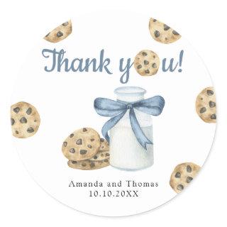 Milk and cookies Baby shower Thank you Classic Round Sticker