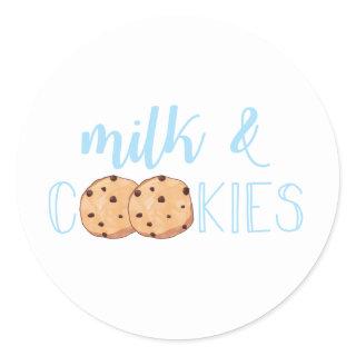 Milk and Cookies blue Birthday Party Classic Round Sticker