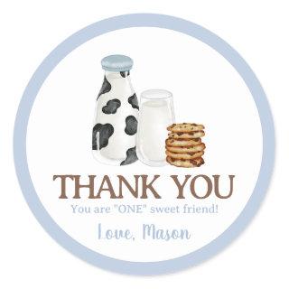 Milk and Cookies First Birthday party Guest Favor Classic Round Sticker