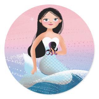 Milla the Mermaid illustration Classic Round Sticker