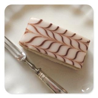 Millefeuille Cream Slice Pastry Postcard Square Sticker