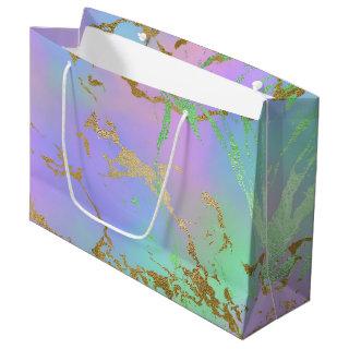 Millennial Marble | Playful Rainbow Pastel Ombre Large Gift Bag