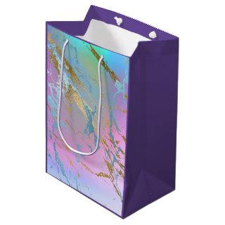 Millennial Marble | Playful Rainbow Pastel Ombre Medium Gift Bag