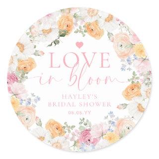 Millie Floral Love In Bloom Bridal Shower Classic Round Sticker