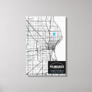 Milwaukee City Map + Mark Your Location Canvas Print