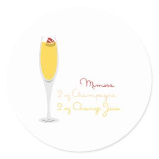 Mimosa Recipe Classic Round Sticker