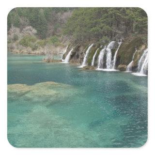 Mineral deposits make waterfalls and clear square sticker