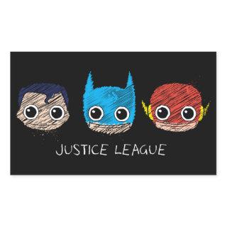 Mini Justice League Heads Sketch Rectangular Sticker