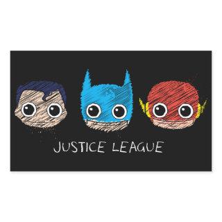 Mini Justice League Heads Sketch Rectangular Sticker
