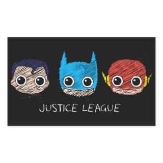 Mini Justice League Heads Sketch Rectangular Sticker