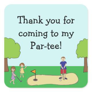 Mini Miniature Golf Birthday Favor Thank You Square Sticker