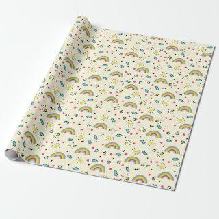 Mini Rainbow Toss on Yellow Cute Retro Pattern