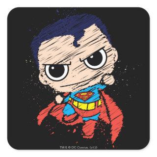 Mini Superman Sketch - Flying Square Sticker