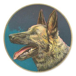 MINIATURE DOG PORTRAITS German Shepherd Classic Round Sticker